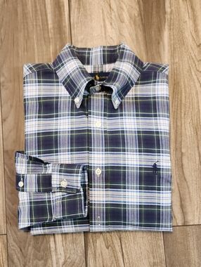 Mens Plaid Button Down Polo